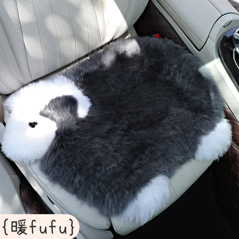 Car seat cushion, soft heated seat cushion for winter, cute women's winter warm lamb wool seat cushion, single piece.