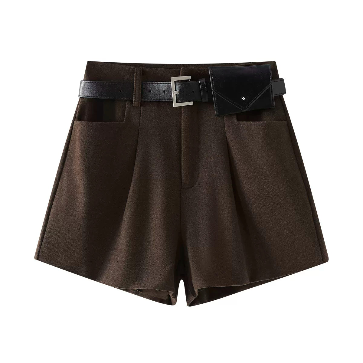 Cholisa Qadın Payız/Qış 2025 Yeni Model Yüksək Bel A-xətti Geniş Ayaqlı Qəhvəyi Maillard Qəhvəyi Gündəlik Şalvar