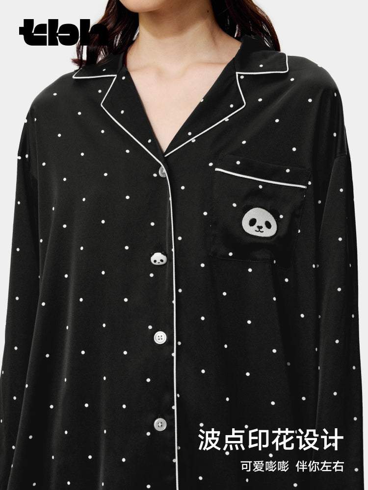 tbh brutalist home panda bang bang starlight satin ev paltarı dəsti bütün fəsillər xaricində geyinmək olar qadınlar üçün cüt pijama