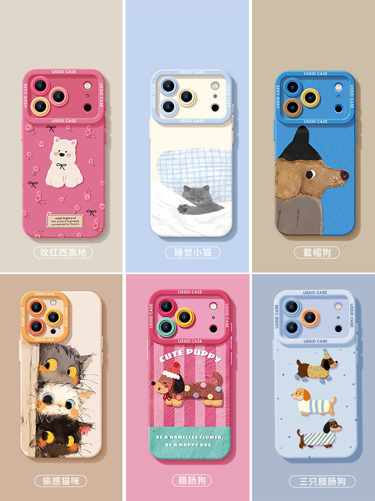 Uston Apple 17 mobil telefon qutusu üçün uyğundur iphone17pormax yeni 17pro təmtəraqlı puppy 13 seriyası 14 silikon 15 yüksək səviyyəli lanyard ilə 12 hər şey daxil 15pro super gözəl görünüşlü 16 dəst