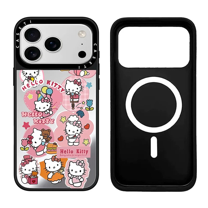CASE Hello Kitty Hamburger Etiket Telefon Qutusu, iPhone 17 Pro Max Telefon Qutusu ilə Uyğundur 16/15/14 Plus, Trend Brend, Populyar Onlayn Məşhur Stil, Maqnit Əlavəsi