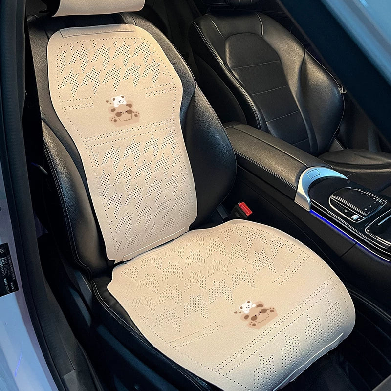 Qadınlar üçün avtomobil oturacağı yastığı, yay üçün havalandırılan və nəfəs alan soyuducu yastıq, zamşa yəhər yastığı, bütün fəsillər üçün, tək hissəli arxa oturacaq üzlüyü.