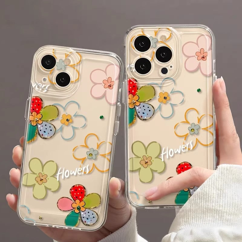 Dopamin çiçəyi Apple 17promax mobil telefon qutusu üçün uyğundur opporeno16 Xiaomi Redmi k90vivos60 Huawei iPhone17 qoruyucu qutu 14/13/12/11 şəffaf bir plus iqoo