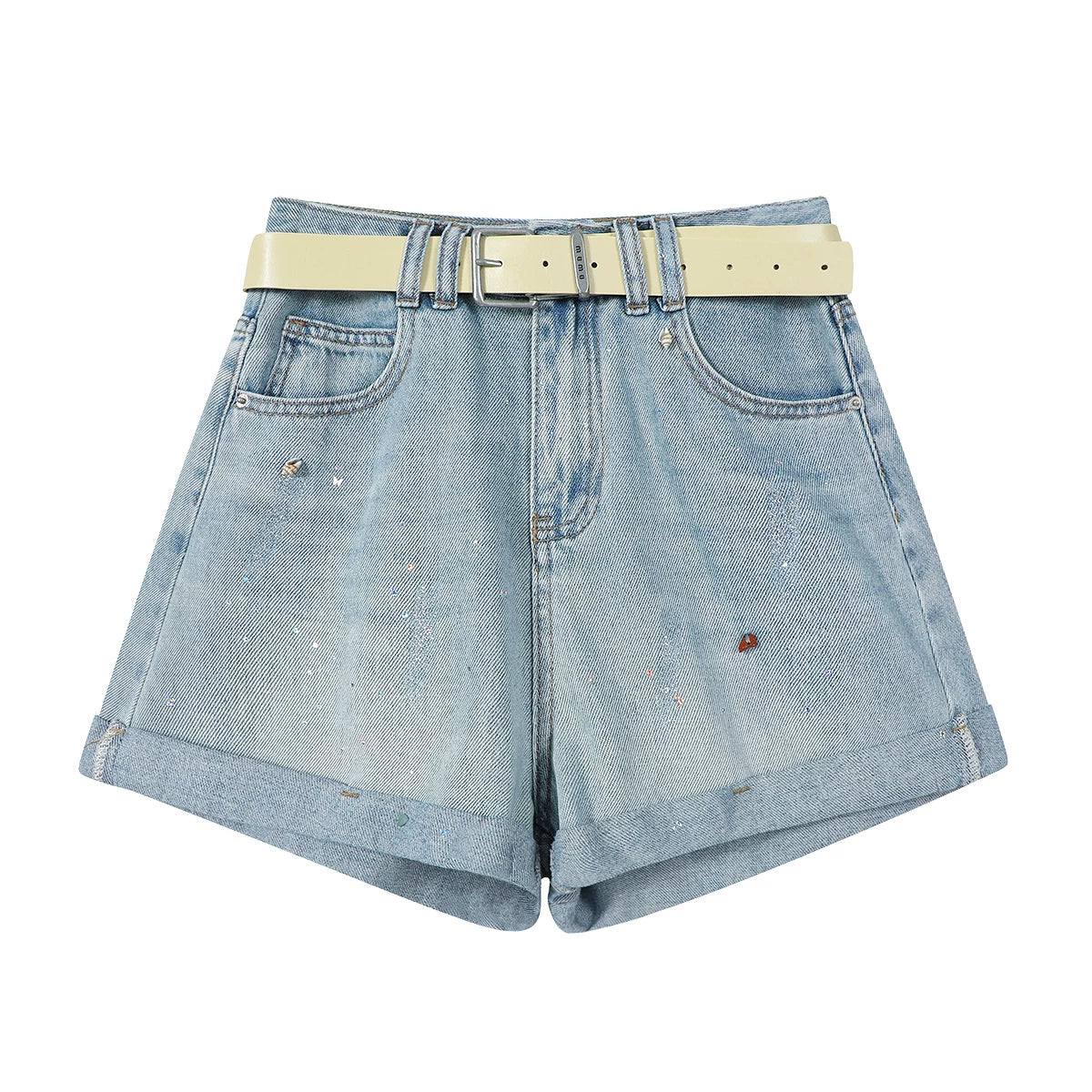 Cholisa Yay Nazik, Dartılmış Bükülmüş Şalvar, Nişalı Ağır Dizayn, Super Dəbli 2025 Qadınlar üçün Denim Şort