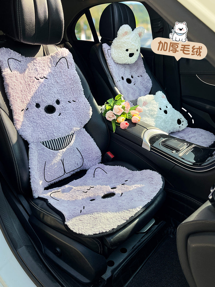 Cute winter plush car seat covers for women's car seats, 2025 new style, Western Highland style, in a condensed purple color.