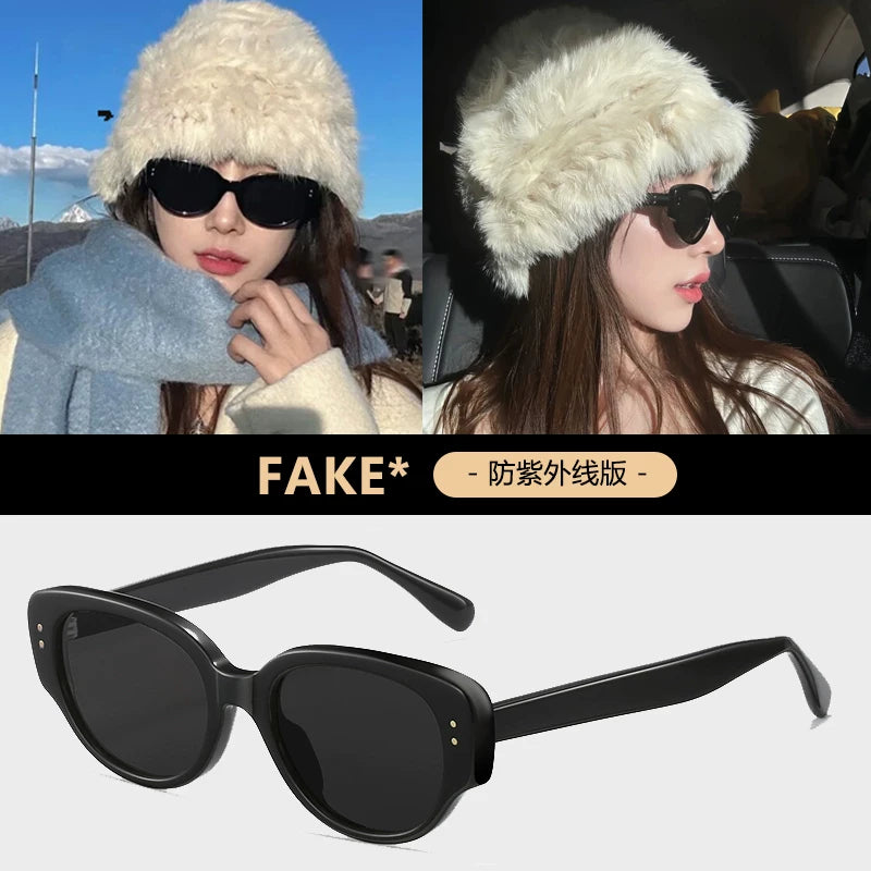 Jennie'nin eyni üslublu qadınlar üçün günəş eynəyi retro hottie pişik gözü kiçik çərçivə gm eynək polarize anti-UV günəş eynəyi kiçik üz