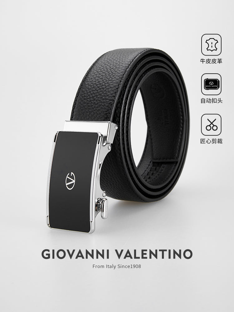 Giovanni Valentino 2024 High Quality Cow Leather Belt for Men, New Style, Alloy Automatic Buckle Genuine Leather Belt