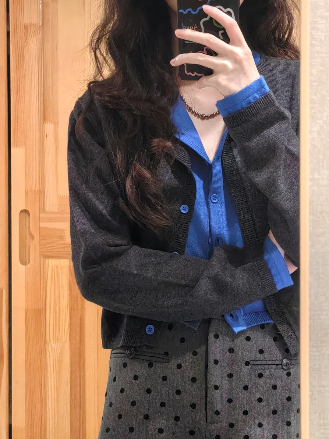 [Düzgün Versiya] Qadınlar üçün rəngli süni iki hissəli toxunma sviter, payız üslubunda, rahat və yumşaq hırka, retro uzunqol köynək