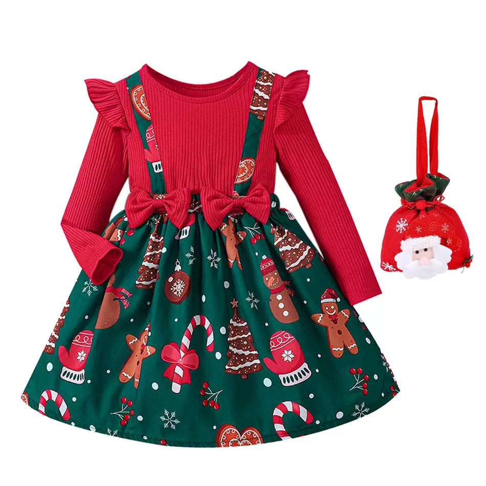 Yeni Uşaq Milad Donu Qızlar Geyimləri Payız Qış Şirin Kaliforniya