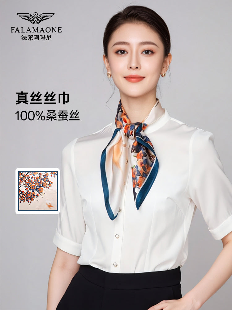 Fala Armani silk scarf, 100% mulberry silk, small square scarf, women's silk, versatile and fashionable for spring and autumn, birthday gift for mothers.