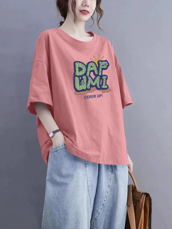 Xarici ticarət ixrac rəsmiləşdirilməsi 100% pambıq dəyirmi boyun qısaqol qadın yay yeni boşboğazlı yarımqol köynək üst moda