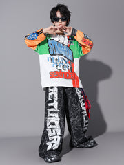 Uşaq küçə rəqsi tamaşası kostyumu, oğlan və qızlar üçün hip-hop üslubunda küçə tərzi geyimi, Yeni il günü üçün sərin və dəbli tamaşa geyimi.