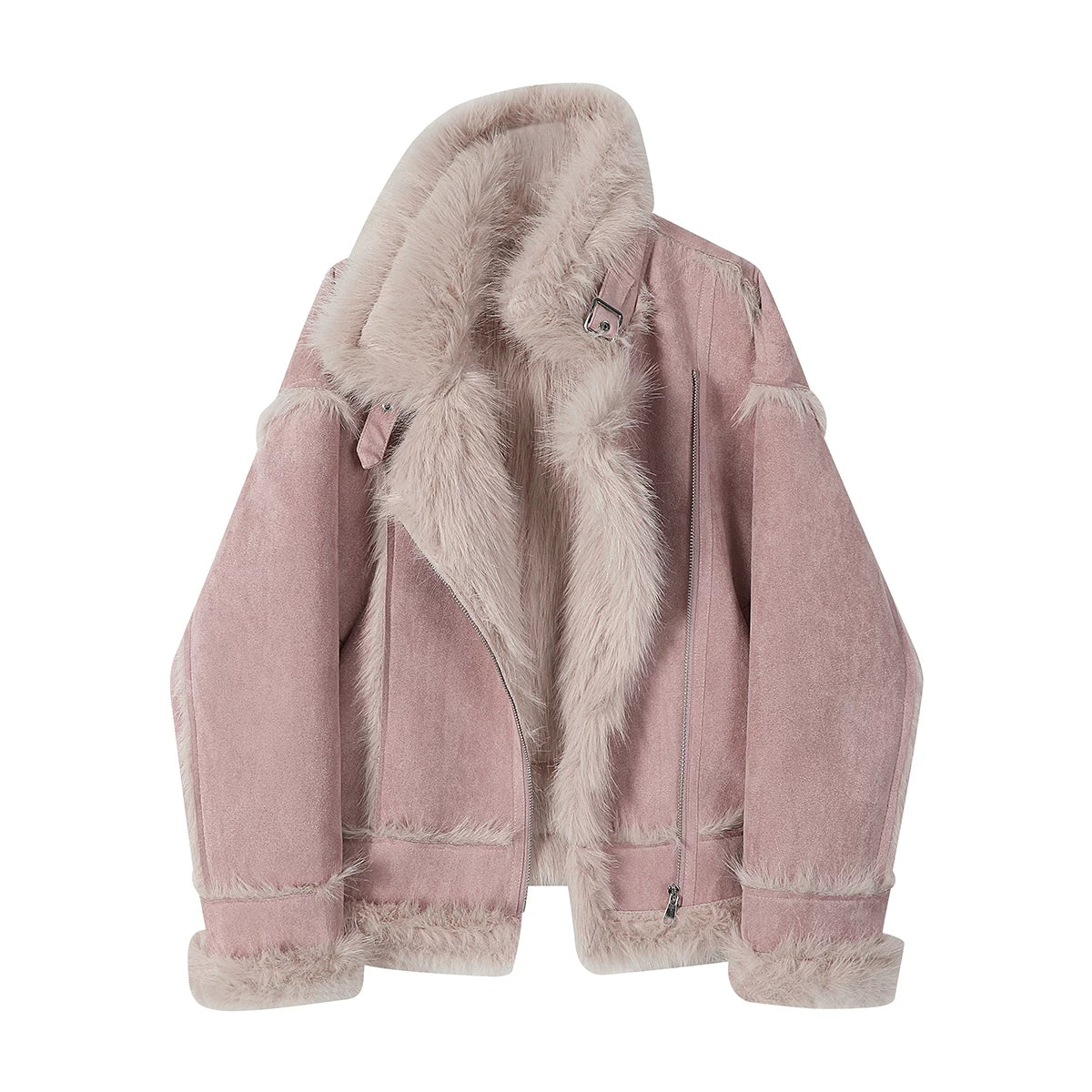 Cholisa qadınlar üçün unikal qırxılmış astarlı qısa zamşa palto, 2026-cı ilin payız və qış mövsümü üçün yeni, çox satılan model.