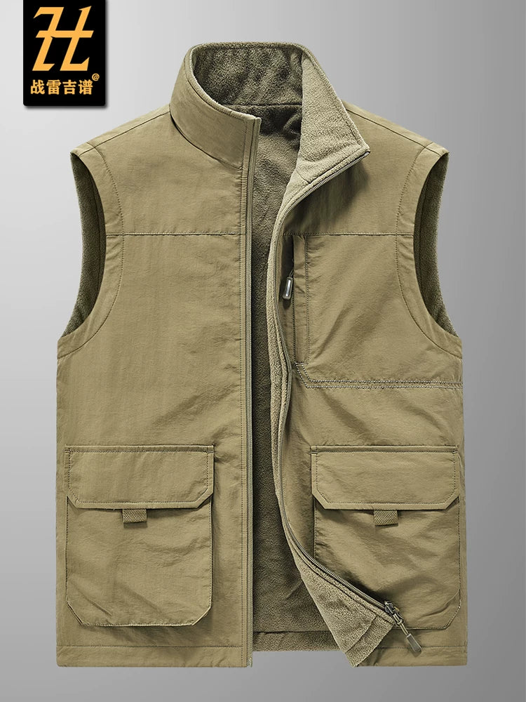 Çoxlu cibli, yun astarlı, böyük ölçülü, payız/qış üslubunda, geri çəkilə bilən kişi idman və açıq hava jileti