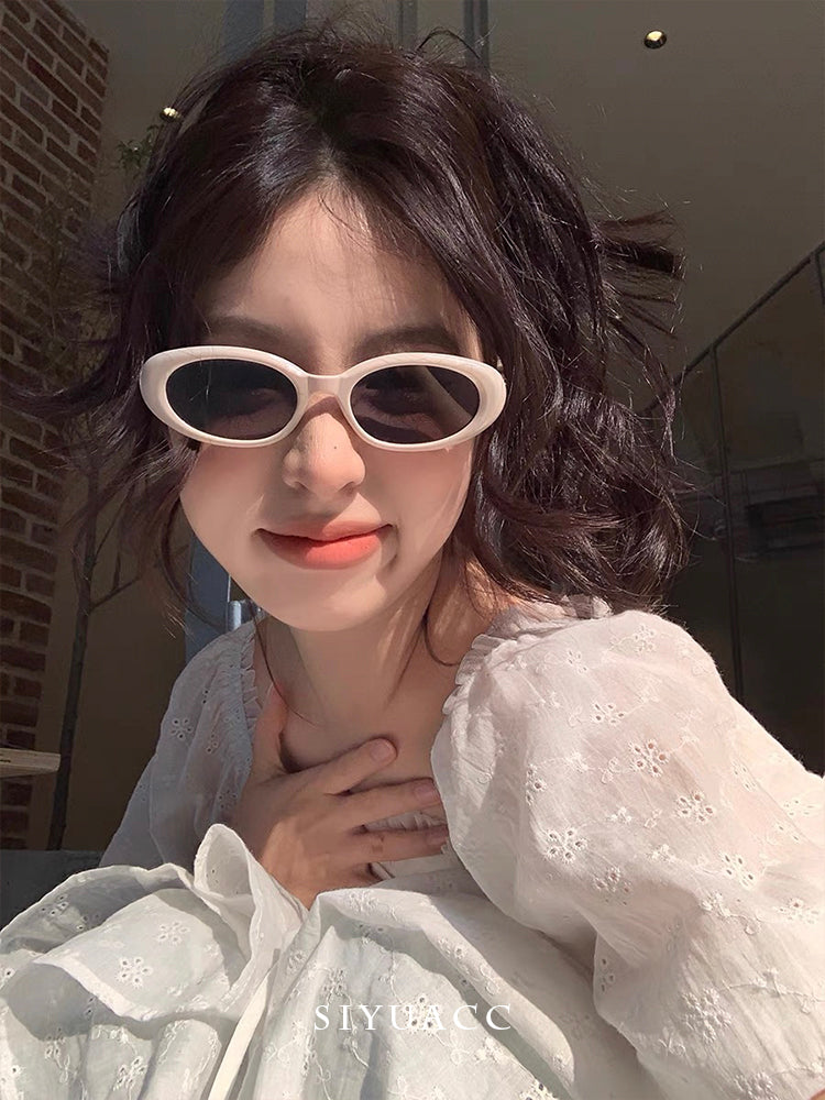 Yoo Jimin'in eyni günəş eynəyi Koreya stili y2k yay səyahət fotoşəkili günəşdən qoruyucu günəş eynəyi qız eynəkləri saç aksesuarları