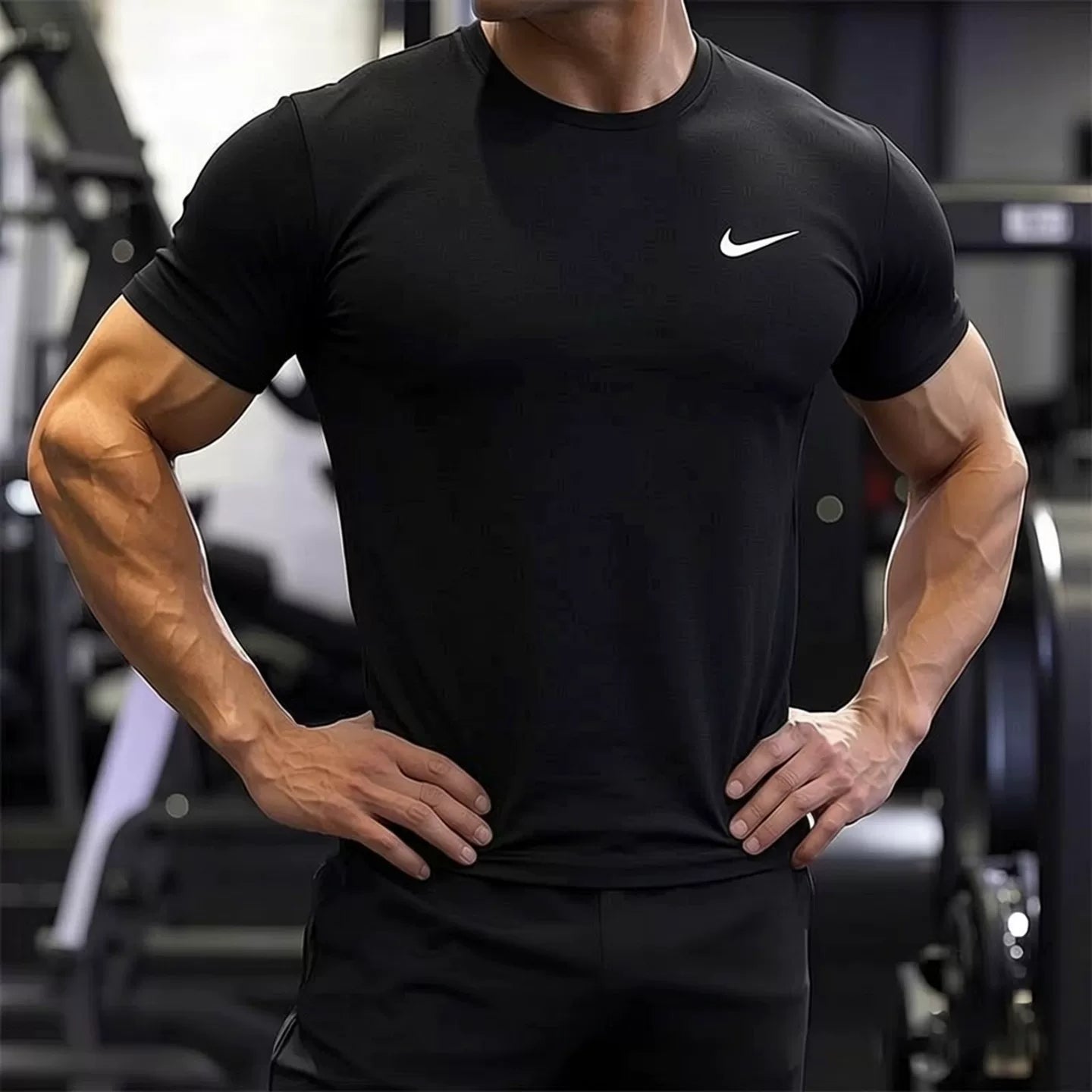 NIKE Nike tez quruyan qısaqol kişi köynəyi 2026 yeni təsadüfi köynək fitness idman geyimi kişi məşq geyimi