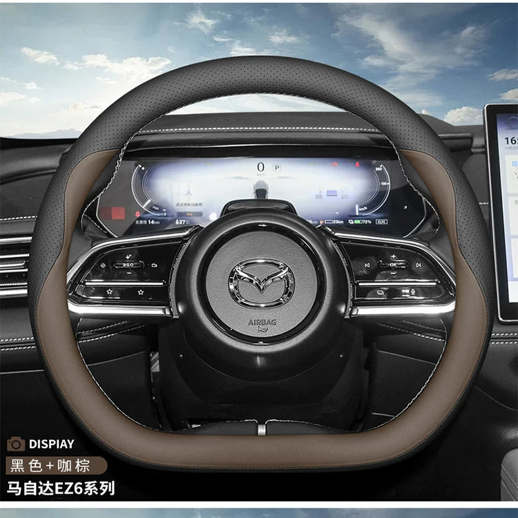2025 Mazda EZ60/EZ6 Steering Wheel Cover, Genuine Leather, Ultra Thin, Original Color Interior Car Steering Cover, All Season Ventilation