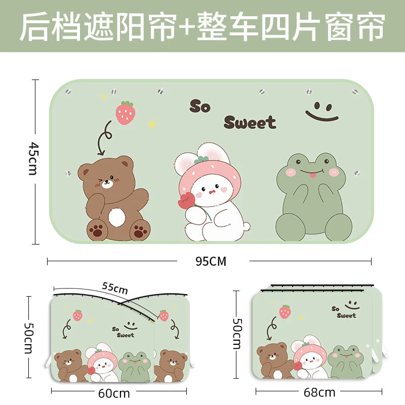 Car rear window sunshade, summer sunshade and heat insulation, car sunshade curtain, cartoon sunshade for rear windows.