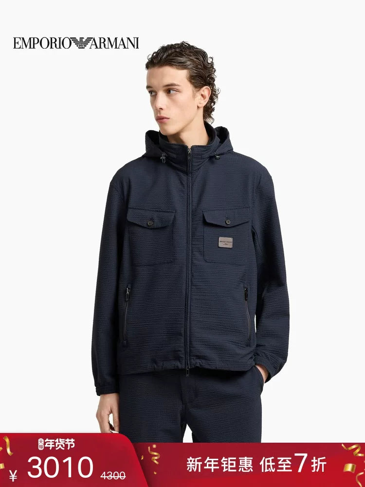 EMPORIO ARMANI/Armani Autumn/Winter New Men's Short Seersucker Work Jacket Sports Jacket
