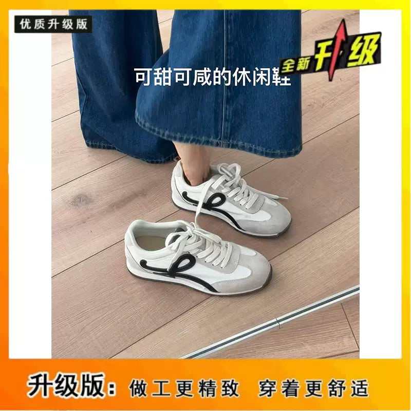 Qadınlar üçün möhtəşəm mavi platformalı Alman məşq ayaqqabıları, retro orijinal dəri, çoxfunksiyalı idman gündəlik ayaqqabıları, rəngli bağcıklı Cornetto ayaqqabıları.