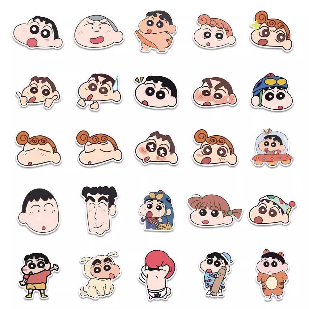 100 hədiyyə qutusu Crayon Shin-chan stikerləri ins üslublu cizgi filmi sevimli dekorativ əl hesabı diy cib telefonu qutusu stikerləri