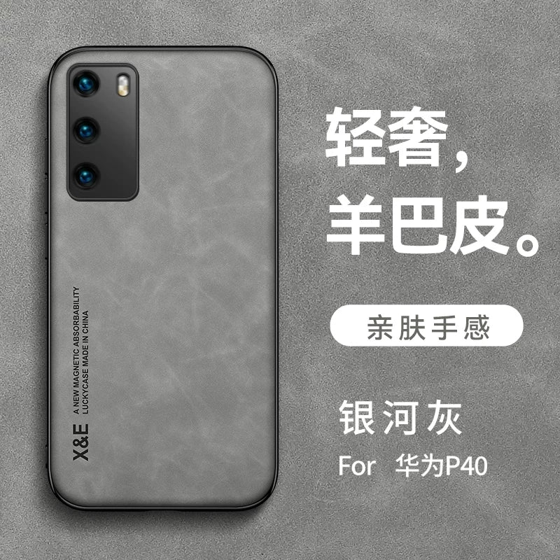 Huawei p40 mobil telefon qutusu p40pro üçün uyğundur ultra nazik silikon düşməyə qarşı yüksək səviyyəli həqiqi dəri kişi p4o+ quzu dərisi maqnit qoruyucu örtük yüksək səviyyəli por lens hər şey daxil yumşaq qabıq kişi və qadınlar üçün yeni model