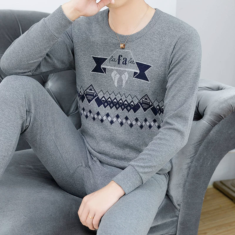 Kişilər üçün 100% Pambıqdan Payız və Qış üçün Termal Alt Geyim Dəsti, Sincan Təmiz Pambıqdan Əsaslı Köynək, Dəyirmi Yaxalıq, Jakarlı Termal Alt Geyim, Dəbli Kişi Geyimləri