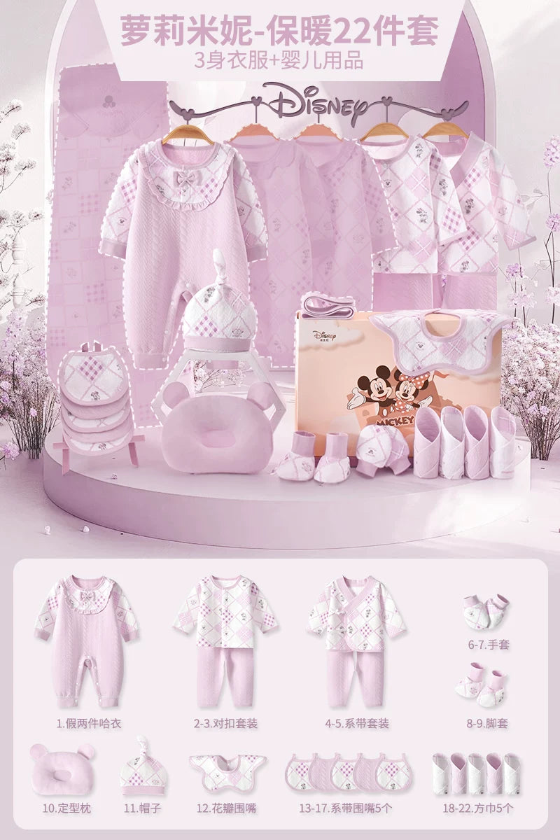 Qız uşaqları üçün Disney körpə geyimləri hədiyyə qutusu dəsti, yeni doğulmuş körpələr və tam aylıq qeyd etmələr üçün yüksək səviyyəli bir hədiyyə.