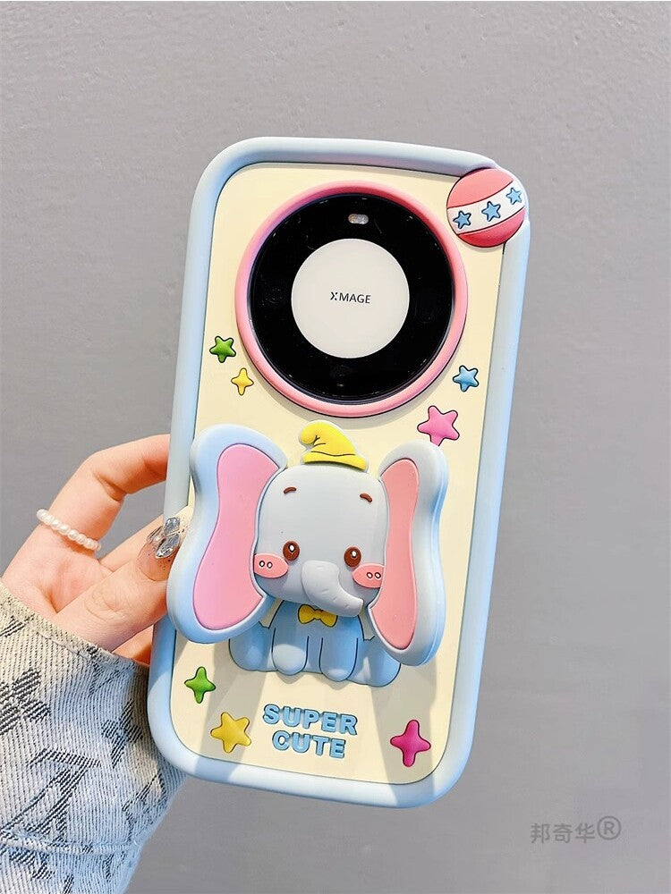 Huawei pura70pro+ üçün uyğundur yeni mobil telefon qutusu 70Ultra üçölçülü cizgi filmi Dumbo mate80pro silikon qutu mate60/70pro sevimli pura80pro əyləncəli P60 internet ünlü