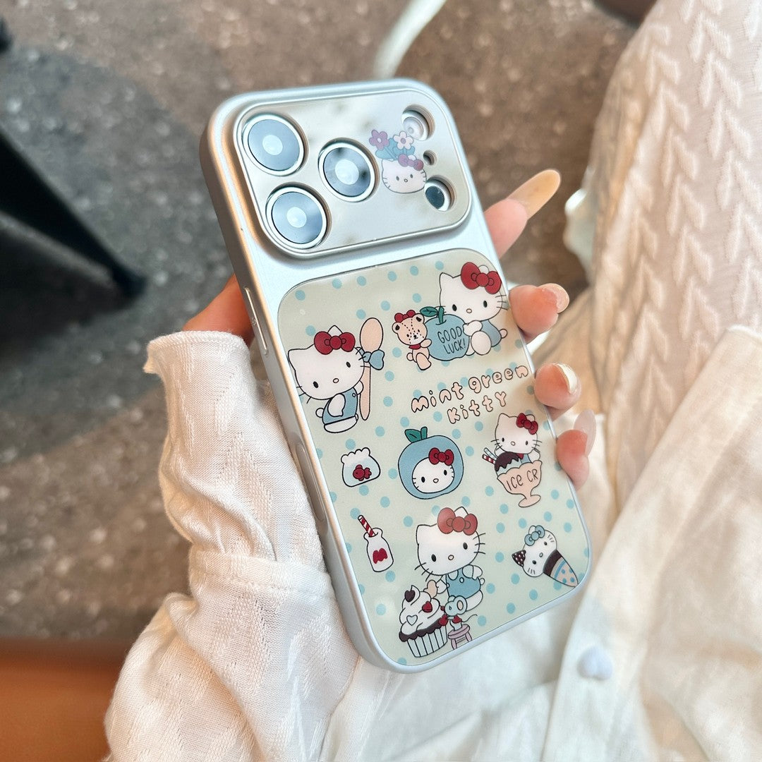 Polka-dot Kitty Apple 17promax mobil telefon qutusu, yeni cizgi filmi iPhone16, kreativ və sevimli 15pro payız əleyhinə qadın Apple 14/13 girly stil 12PM niş iPhone17 üçün uyğundur