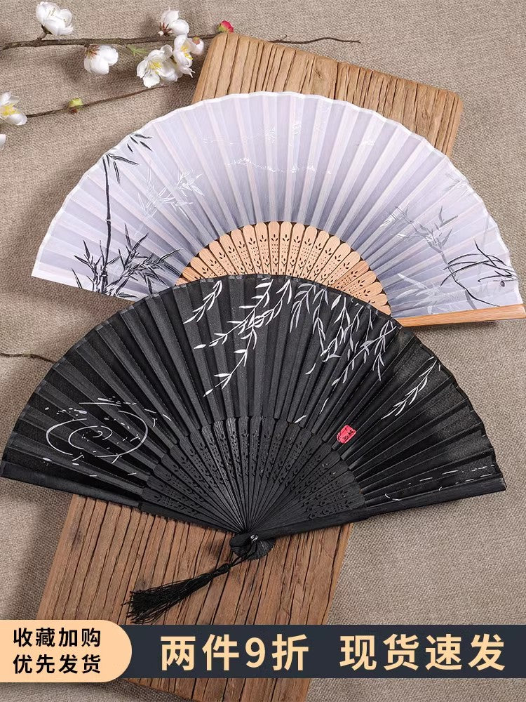 Fan Qədim üslubda qatlanan fan Çin üslubunda rəqs rəqsi uşaq yay Hanfu qadın cheongsam mürəkkəb boyama qatlanan kiçik kağız fanat