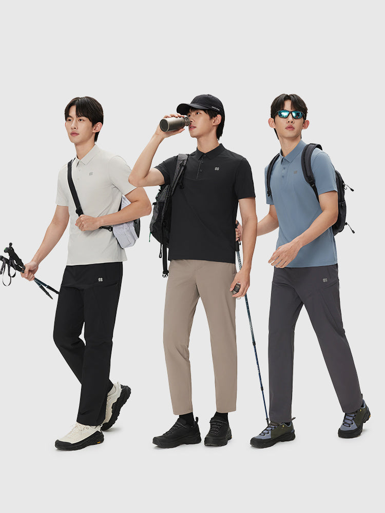 KOLON SPORT Kolon açıq havada istirahət üçün sərin günəşdən qoruyucu UPF50+ kişi CARVICO qısaqol POLO