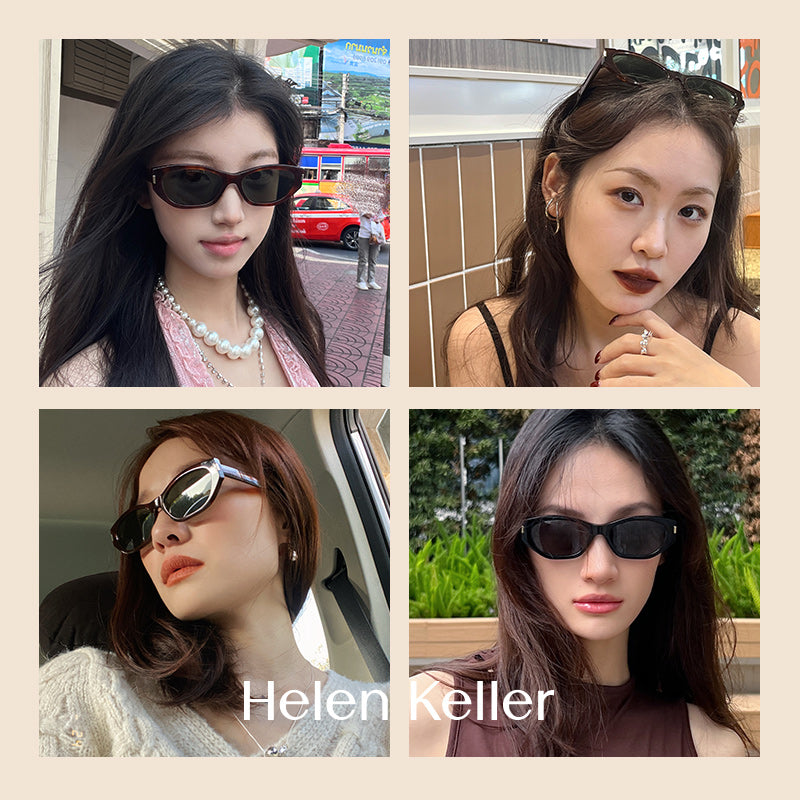 [Coco Mirror] Helen Keller Cat Eye Qadın Trendy Dar Çərçivə Anti-UV Günəş Eynəyi H2606