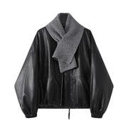 Chalisa Qara Yuyulmayan PU Dəri Ağ Ördək Aşağı Gödəkçə Qadın Qış İsti Palto Qalın Boş Dəri Gödəkçə