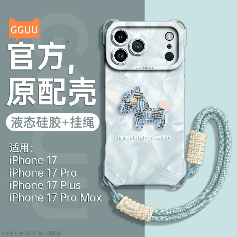GGUU Apple 17promax mobil telefon qutusu üçün uyğundur iphone17 yeni 17pro qoruyucu örtük 17e daşına bilər At ili 16 qolbağı 15 lanyard 14 hər şey daxil 13 silikon 12 qadın pro unikal