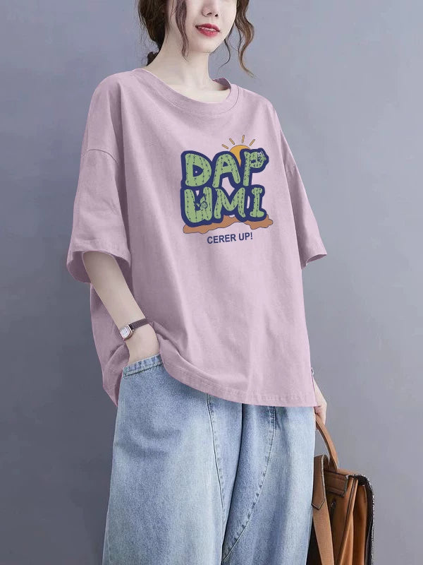 Xarici ticarət ixrac rəsmiləşdirilməsi 100% pambıq dəyirmi boyun qısaqol qadın yay yeni boşboğazlı yarımqol köynək üst moda