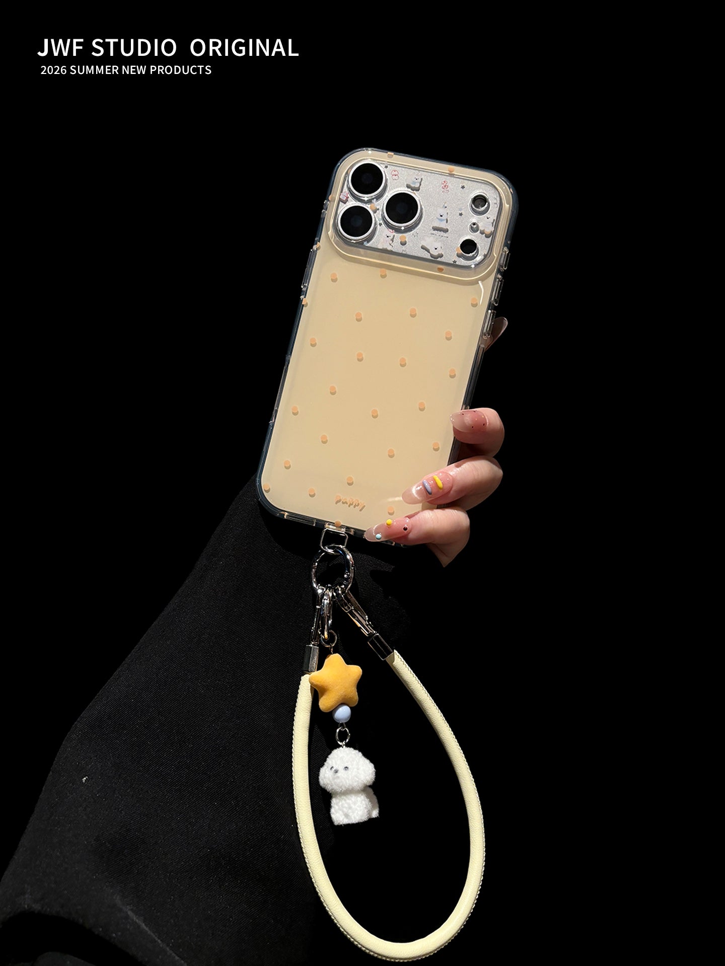 Erkən yay ins sadə açıq sarı polka nöqtəli West Highland Apple 17promax crossbody mobil telefon qutusu Koreya üslublu iphone16pro yeni 16 qadın 17pro lanyard təzə 15pro yumşaq qoruyucu örtük