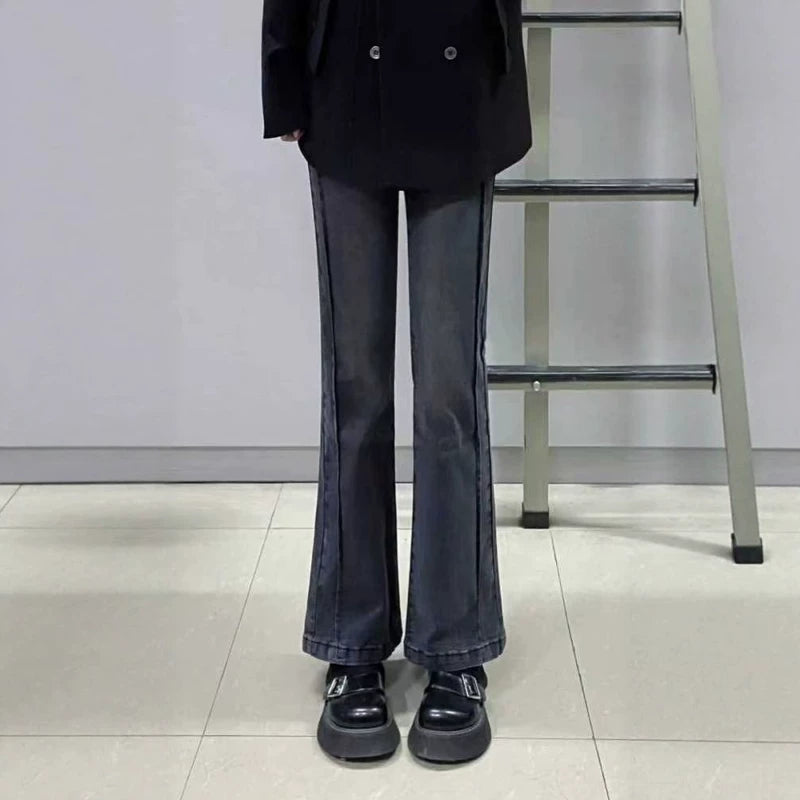 Qadınlar üçün böyük ölçülü Amerika retro şalvar, yay stili, yüksək belli, arıqladıcı, armud formalı, nal formalı şalvar.