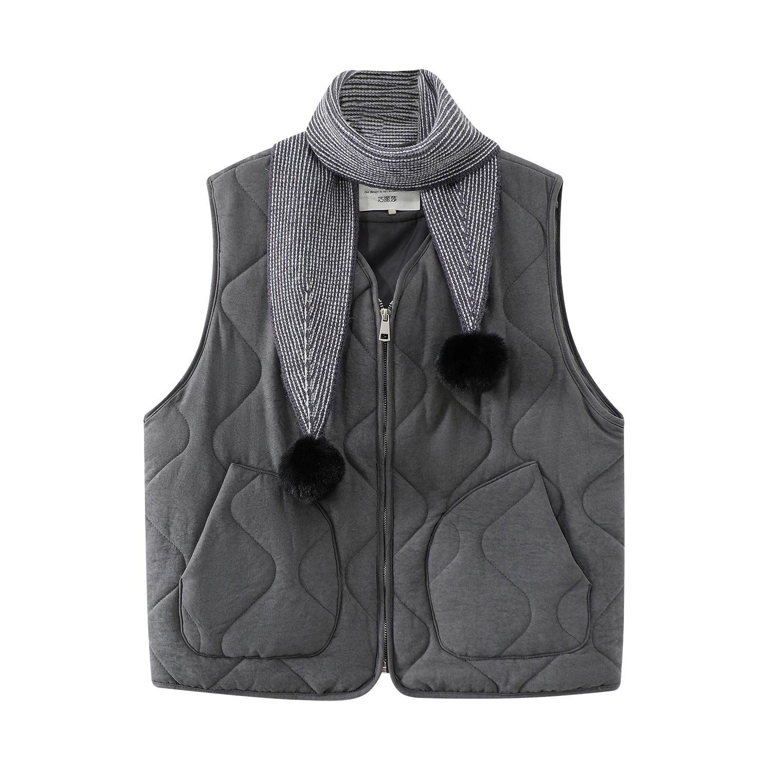 Qadınlar üçün Chola Lisa pambıq jilet: Payız/Qış üçün yeni üslubda, yorğanlı və qatlı, daxili və ya xarici geyim kimi geyilə bilər