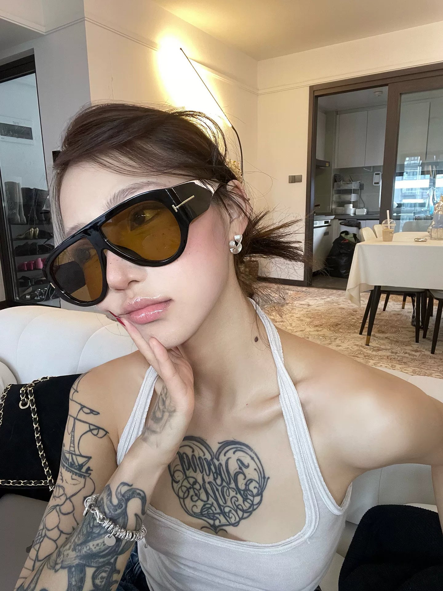 GROCERYBAGS Aviator Günəş eynəkləri Böyük Çərçivəli Qadın Eynəyi Retro Sadə, Çox Yönlü Dəbli Asetat Eynəkləri