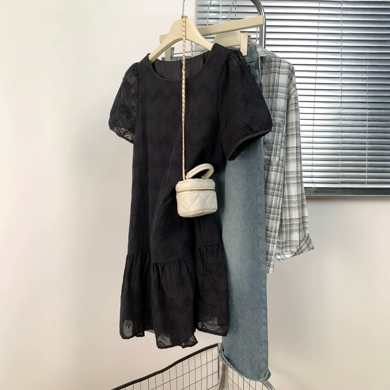 Böyük ölçülü qadınlar üçün yay boyu boş, zərif qısaqol don, böyük ölçülü qadınlar üçün yaraşıqlı və arıqladıcı, unikal və super gözəl A-xəttli ətək