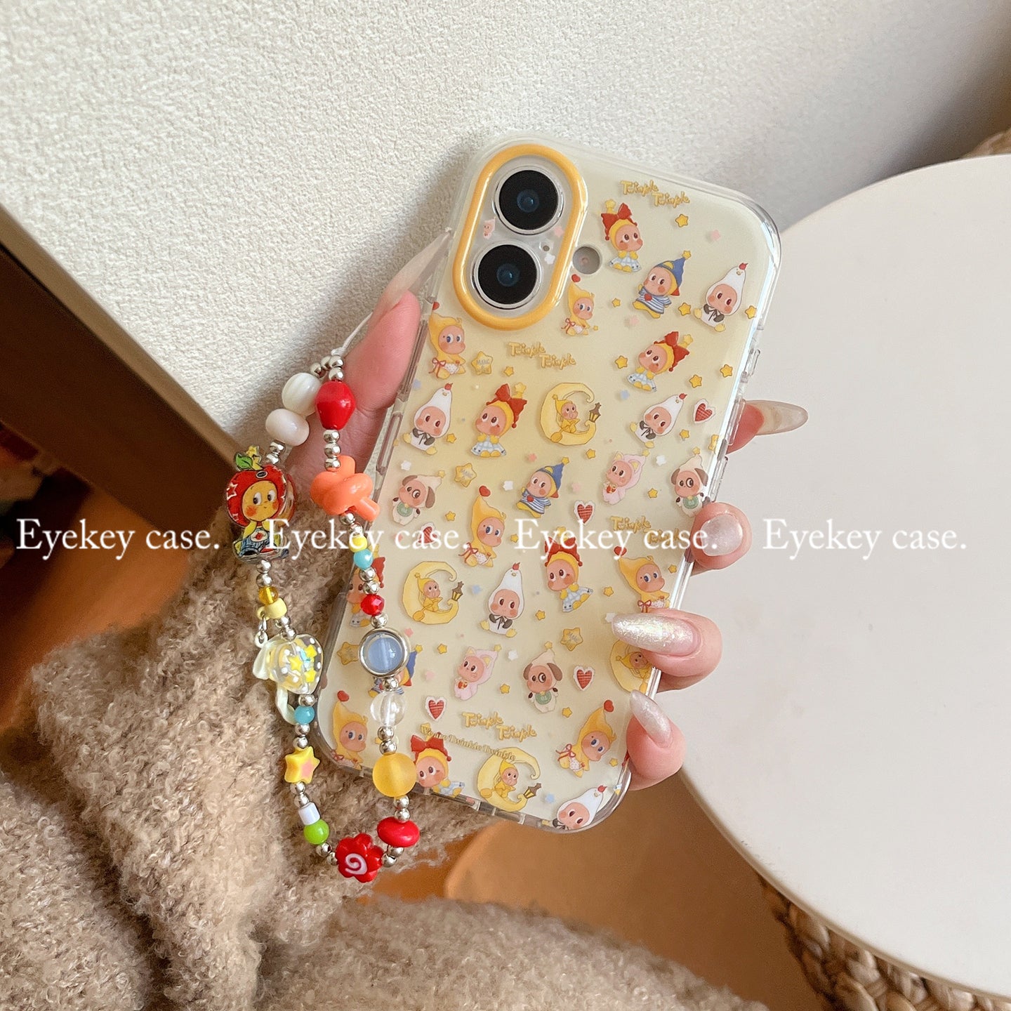 eyekey·ins uşaq qrafiti cizgi filmi ay ulduzları iphone17pro max cib telefonu üçün uyğun insanlar Apple 15 yeni 17 cüt 16pro zəncir 16 Koreya üslubunda yıxılmağa qarşı qoruyucu örtük