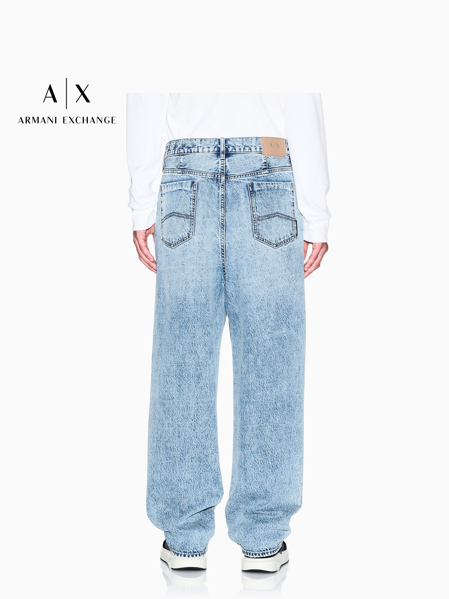 ARMANI EXCHANGE/Armani Spring Yeni Kişilər üçün Orta Qalınlıqlı Düz Ayaqlı Təmiz Pambıqlı Yuyulmuş Cins Şalvar Rəsmi