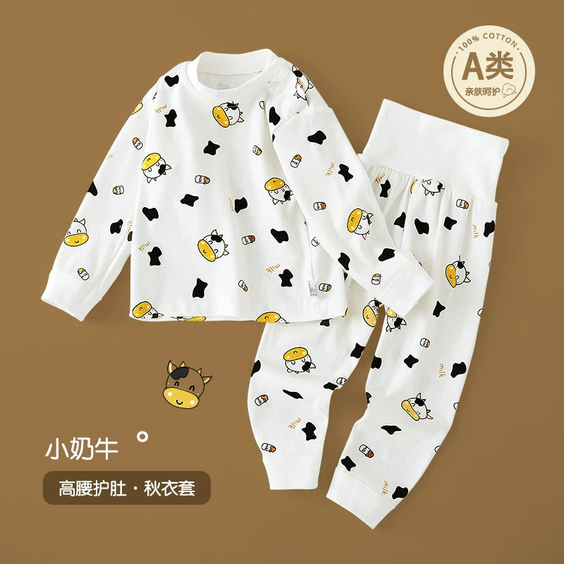 Körpə termal alt paltarı dəsti, təmiz pambıq, alt paltarı, qarın qoruyucusu, payız geyimləri, oğlan və qızlar üçün uzunqol pijamalar, uşaq ev geyimləri