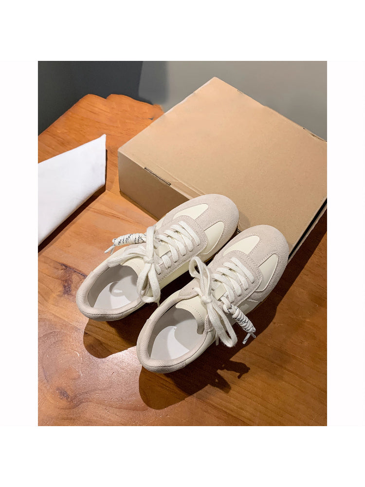 Women's Retro Color Block Leather Trainers, 2025 New Style, Soft Sole, Multifunctional Daily Sports Shoes, Height Increasing, Sneakers