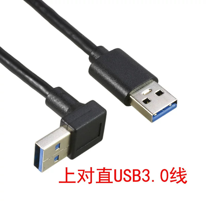 Dirsək sağ bucaq usb3.0 kişidən kişiyə məlumat uzatma kabeli ikitərəfli 3.0 mobil sərt disk qutusu şarj üçün laptop radiatoru interfeysi yuxarı, aşağı, sol və sağ USB3.0 məlumat kabeli 90 dərəcə dirsək