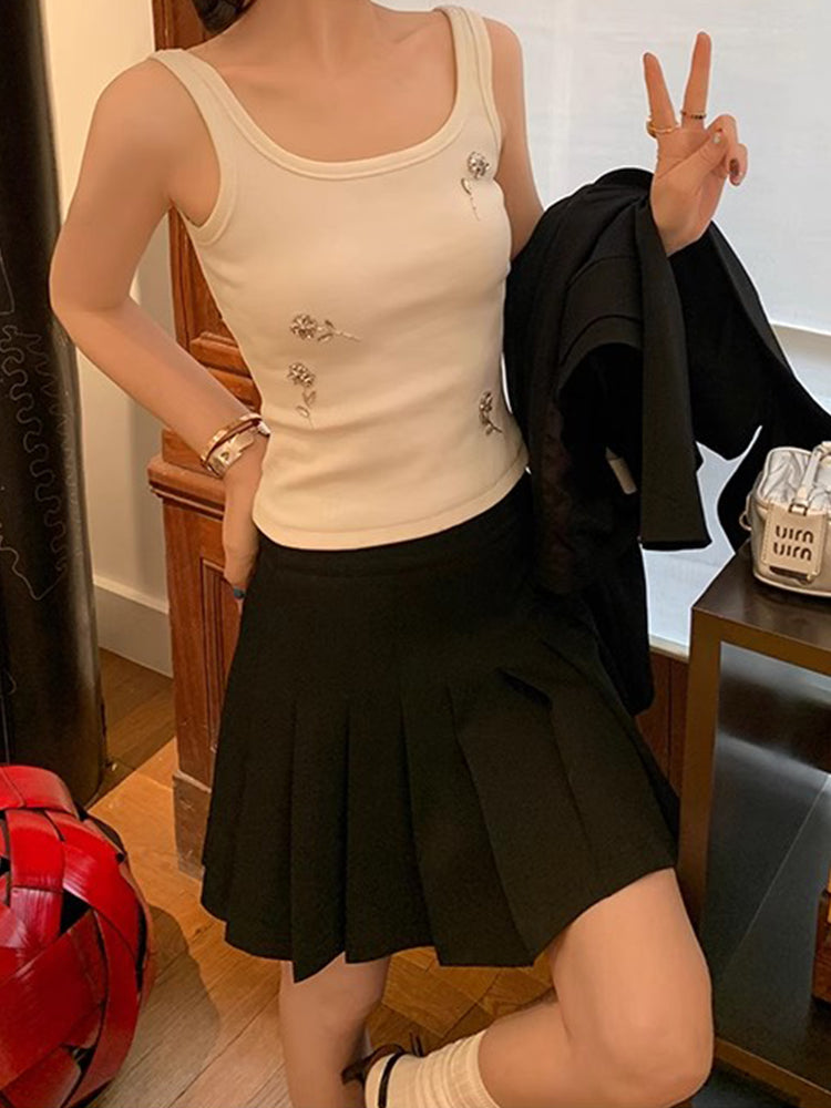 Çoxfunksiyalı, sadə, rahat, üçölçülü, əl ilə toxunmuş daşdan toxunmuş qadınlar üçün jilet, gündəlik, arıqlama üçün, qolsuz köynək.