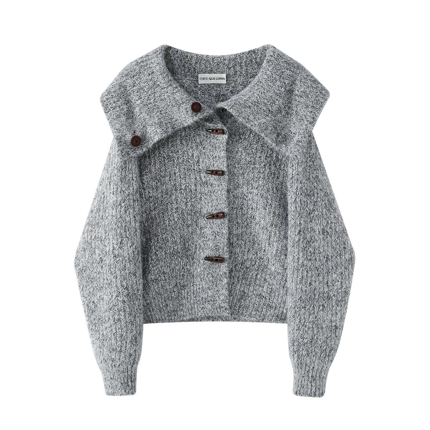 Cholisa Koreya üslubunda yüksək səviyyəli qış qalın hırka sviter palto qadın payız super şirin duffle trikotaj top