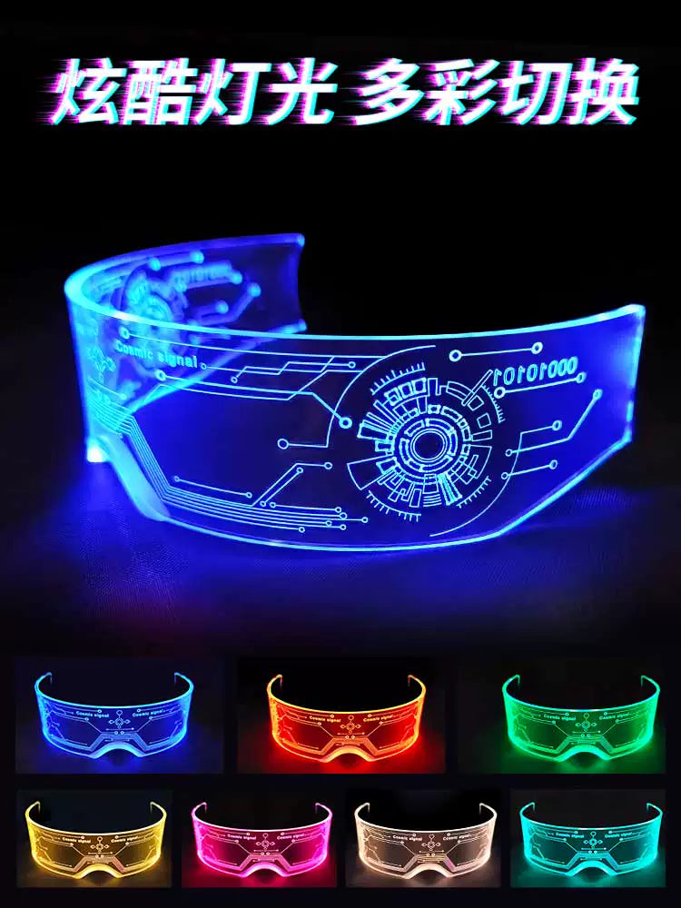 Cyberpunk üslubunda LED futuristik texnologiya parlaq eynəklər elmi fantastik parıltı ulduzu periferik bar atmosfer rekvizitləri