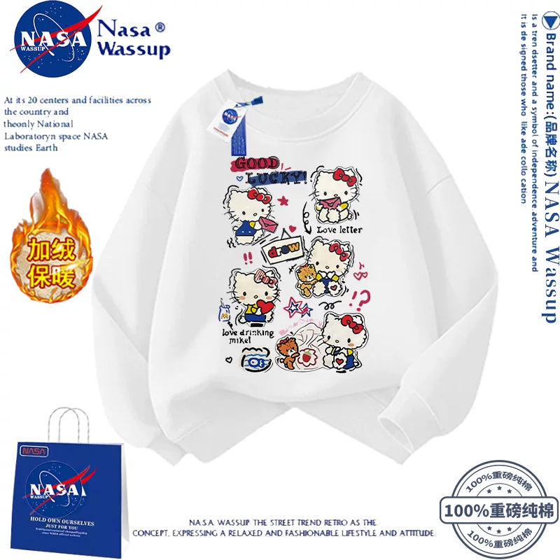 NASA Şirin Cizgi Filmi Pişik Pişik Sviteri Qızlar üçün, Yeni Yaz/Payız/Qış Stilində, Çoxfunksiyalı Boş Oturacaqlı, Ana-Qız Geyimi